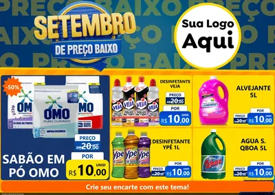Modelo de Encarte para Encarte A4 Horizontal com o tema Setembro De Preço Baixo para Produtos de Limpeza