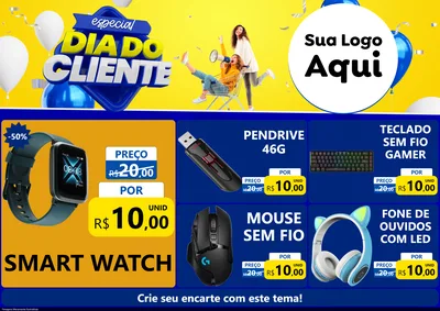 Modelo de Encarte para Encarte A4 Horizontal com o tema Especial Dia do Cliente para Informática