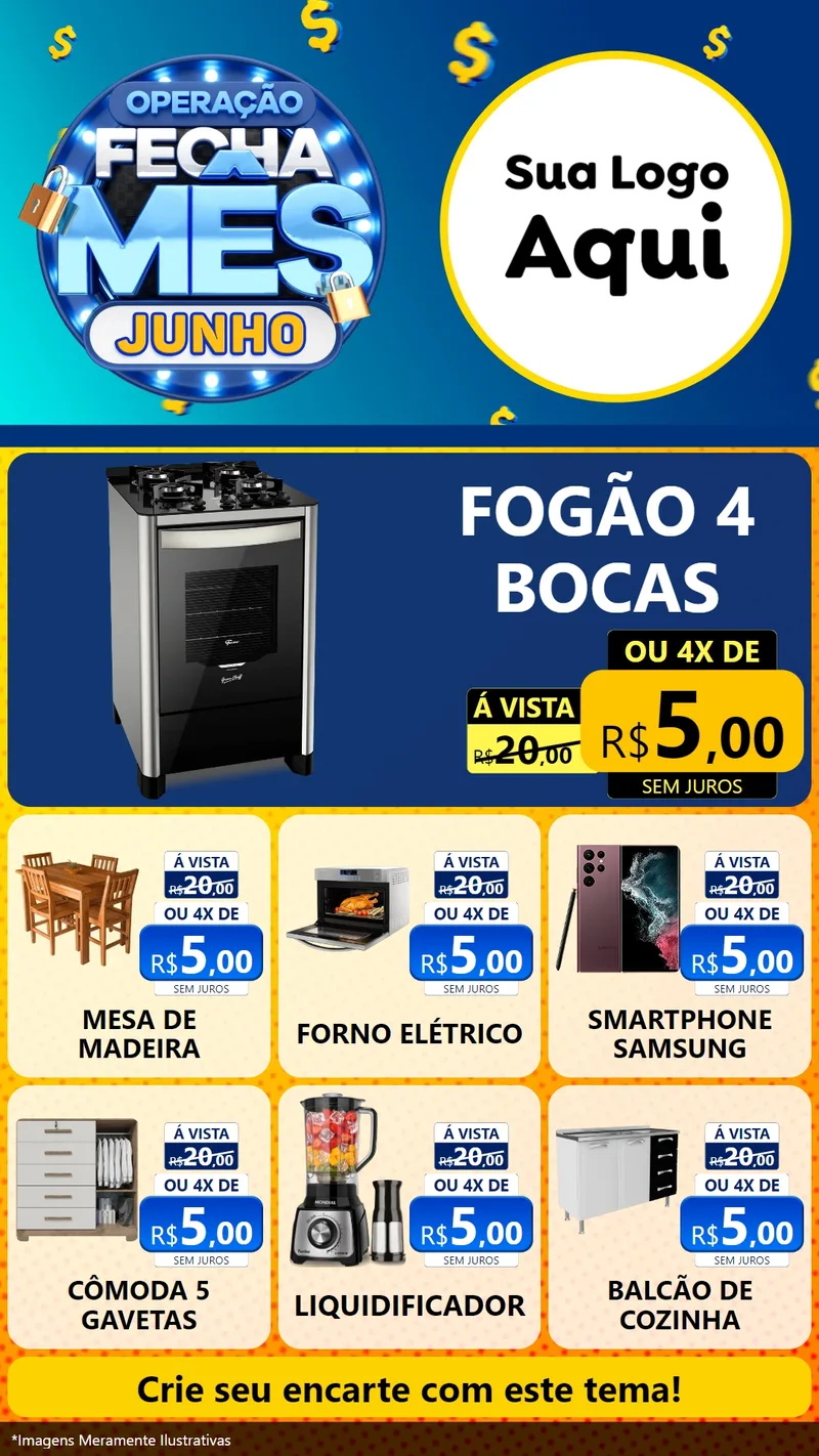 Modelo de Rede Social para Stories com o tema Operação Fecha Mês, Junho para Móveis e Eletro