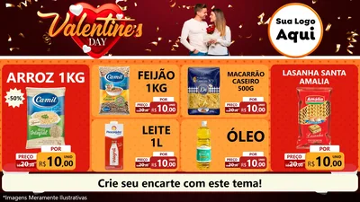 Modelo de TV para TV Horizontal com o tema Valentine's Day para Supermercado