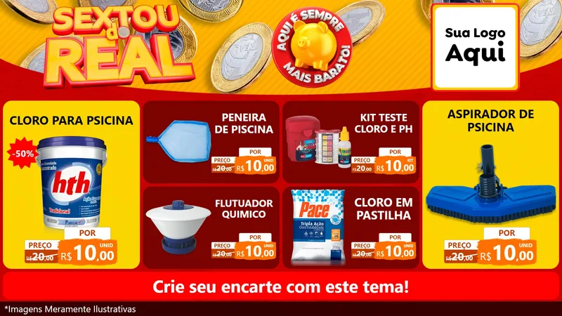 Modelo de TV para TV Horizontal com o tema Sextou do Real para Produtos para Piscina