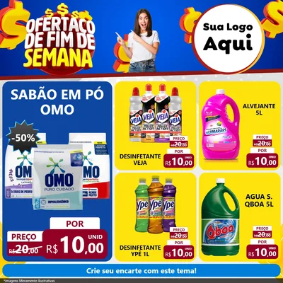 Modelo de Rede Social para Feed Facebook com o tema Ofertaço de Fim de Semana para Produtos de Limpeza