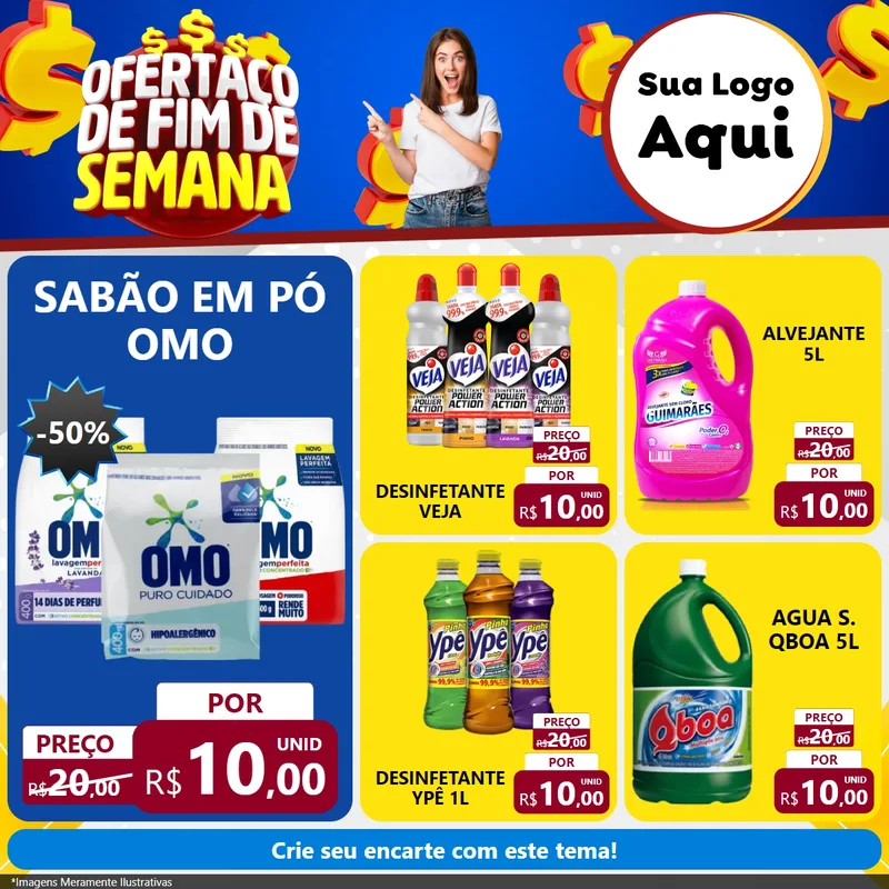 Modelo de Rede Social para Feed Facebook com o tema Ofertaço de Fim de Semana para Produtos de Limpeza