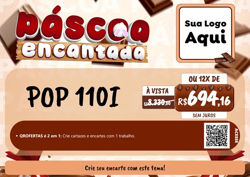 Modelo de Cartaz para Cartaz A4 Horizontal com o tema Páscoa Encantada para Concessionaria de Motos