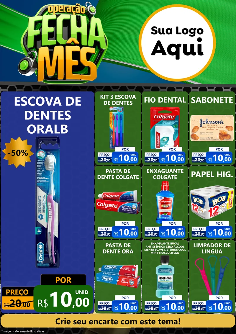 Modelo de Encarte para Encarte A4 Vertical com o tema Operação Fecha Mês para Higiene Pessoal