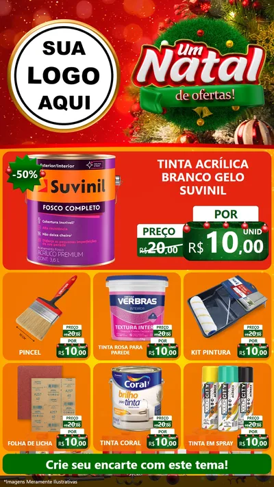 Modelo de Rede Social para Stories com o tema Um Natal de Ofertas para Tintas e Ferramentas