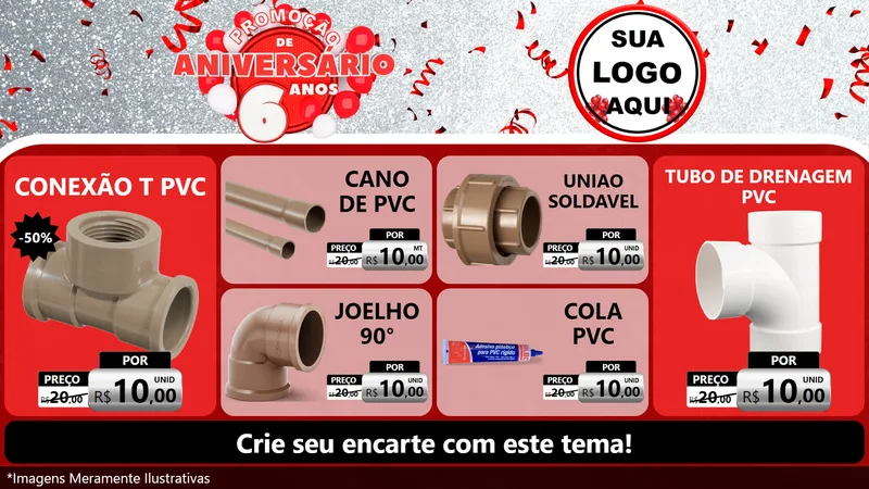 Modelo de TV para TV Horizontal com o tema Promoção de Aniversário - 6 Anos para Tubos e conexões