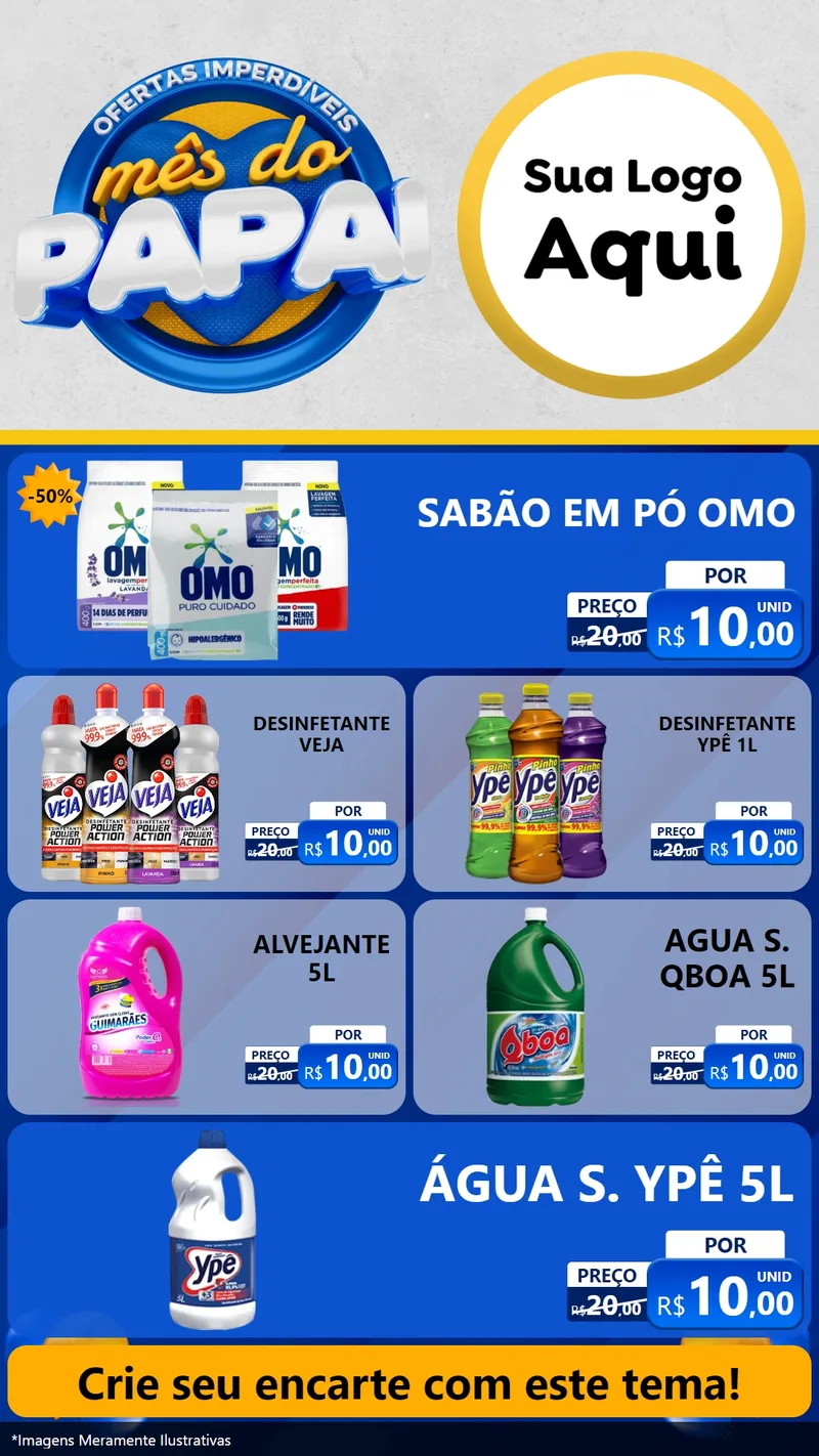 Modelo de TV para TV Vertical com o tema Ofertas Imperdíveis Mês Do Papai para Produtos de Limpeza