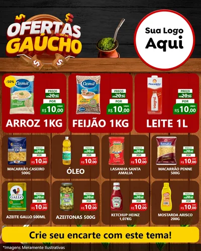 Modelo de Rede Social para Feed Instagram com o tema Ofertas Dia do Gaúcho para Supermercado