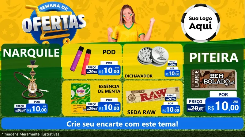 Modelo de TV para TV Horizontal com o tema Semana de Ofertas - Copa para Tabacaria