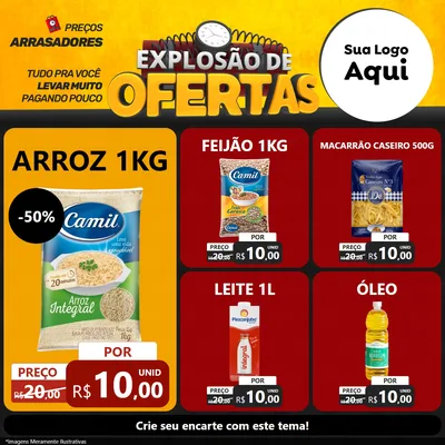 Modelo de Rede Social para Feed Facebook com o tema Explosão de Ofertas para Supermercado