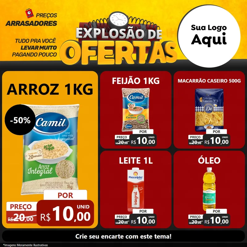 Modelo de Rede Social para Feed Facebook com o tema Explosão de Ofertas para Supermercado