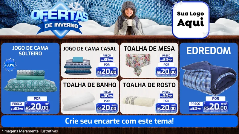 Modelo de TV para TV Horizontal com o tema Ofertas de Inverno para Cama, Mesa e Banho