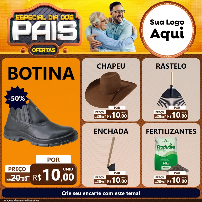 Modelo de Rede Social para Feed Facebook com o tema Especial Dia dos Pais para Agropecuária