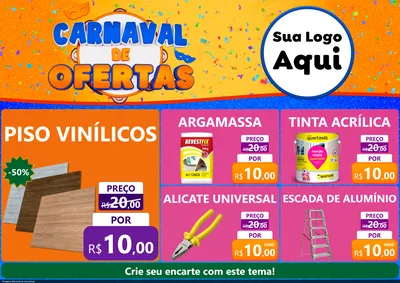 Modelo de Encarte para Encarte A4 Horizontal com o tema Carnaval de Ofertas para Material para Construção