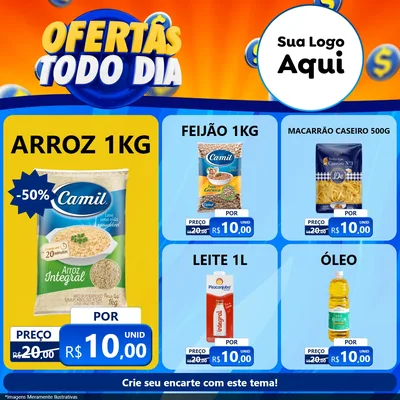 Modelo de Rede Social para Feed Facebook com o tema Ofertas Todo Dia para Supermercado
