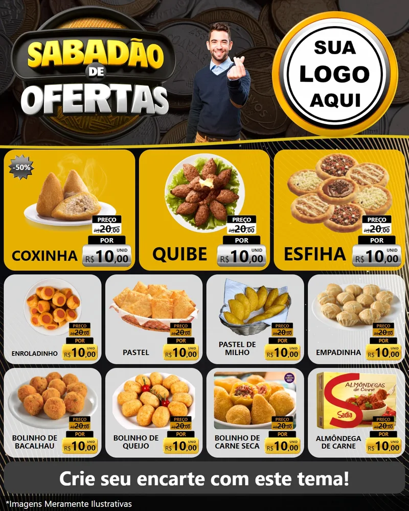 Modelo de Rede Social para Feed Instagram com o tema Sabadão de Ofertas para Salgadaria