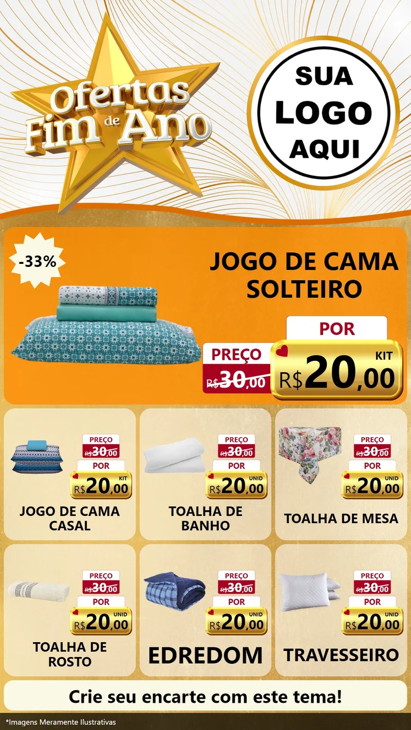Modelo de Rede Social para Stories com o tema Ofertas Fim de Ano para Cama, Mesa e Banho