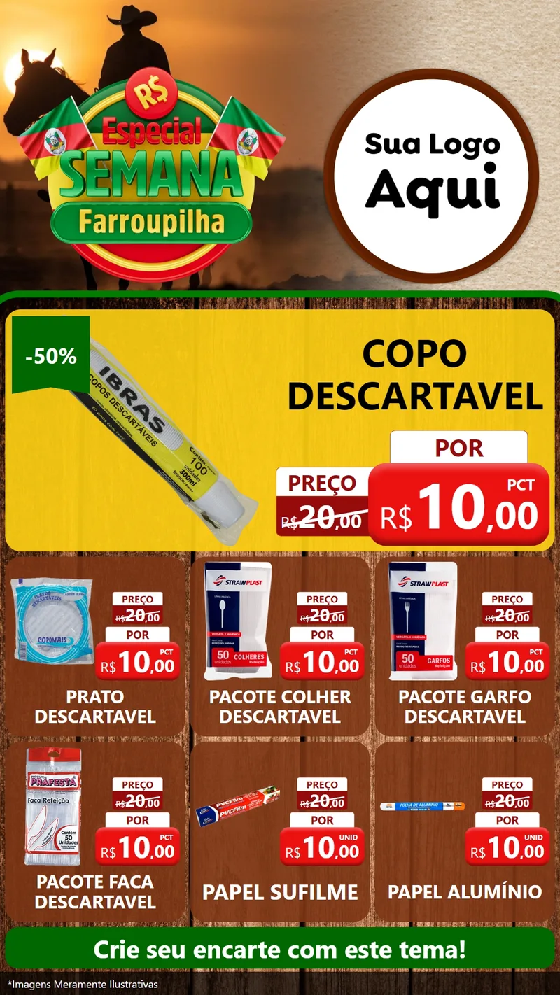 Modelo de Rede Social para Stories com o tema Especial Semana Farroupilha para Embalagens