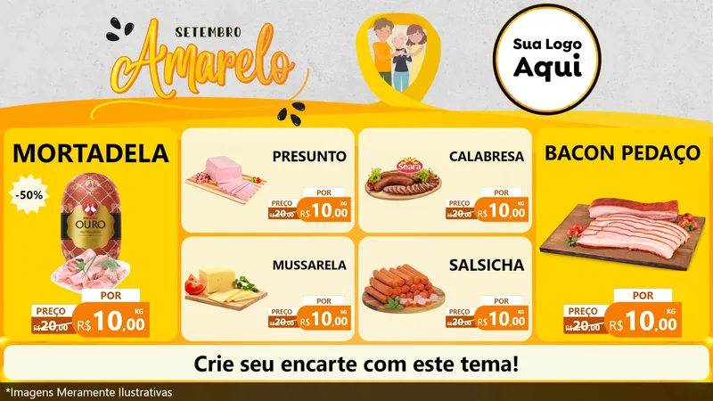 Modelo de TV para TV Horizontal com o tema Setembro Amarelo para Frios e Laticínios