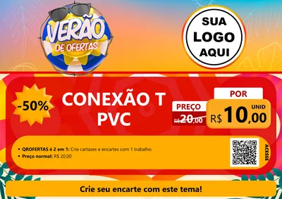 Modelo de Cartaz para Cartaz A4 Horizontal com o tema Verão de Ofertas para Tubos e conexões