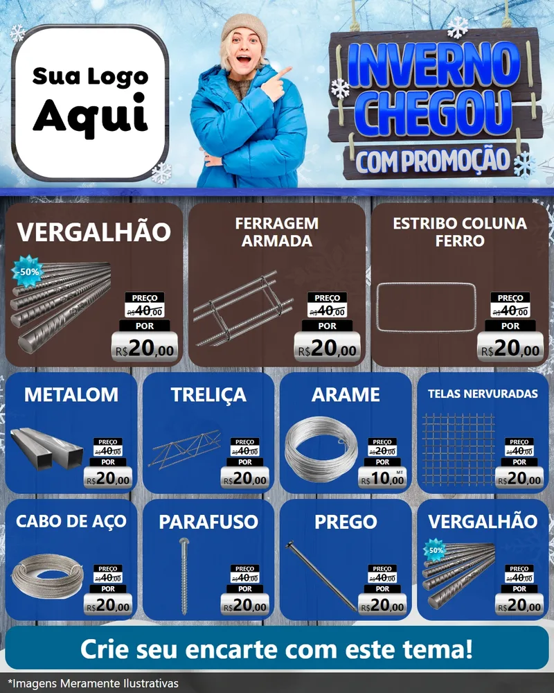 Modelo de Rede Social para Feed Instagram com o tema Inverno Chegou Com Promoção para Ferragens
