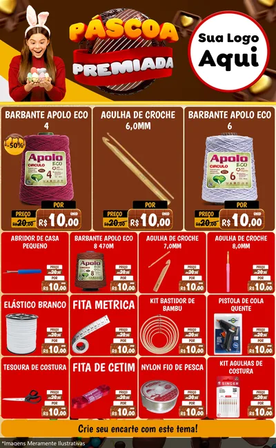 Modelo de Encarte para Encarte Grande com o tema Páscoa Premiada para Armarinho e Aviamentos