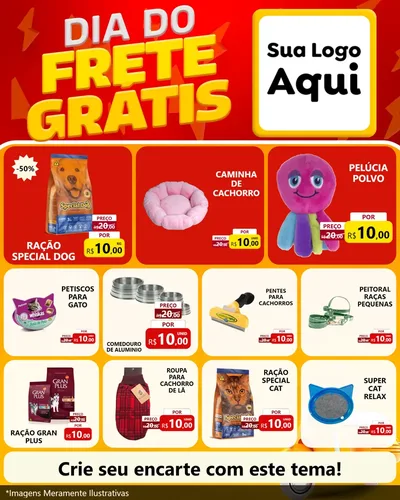 Modelo de Rede Social para Feed Instagram com o tema Dia do Frete Grátis para Pet Shop