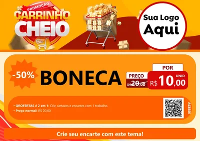 Modelo de Cartaz para Cartaz A4 Horizontal com o tema Promoção carrinho cheio para Brinquedos