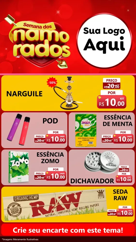 Modelo de TV para TV Vertical com o tema Semana dos namorados para Tabacaria