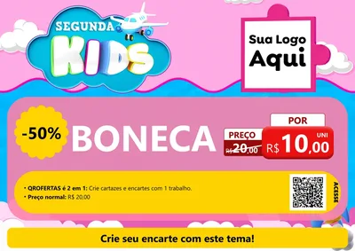 Modelo de Cartaz para Cartaz A4 Horizontal com o tema Segunda Kids para Brinquedos