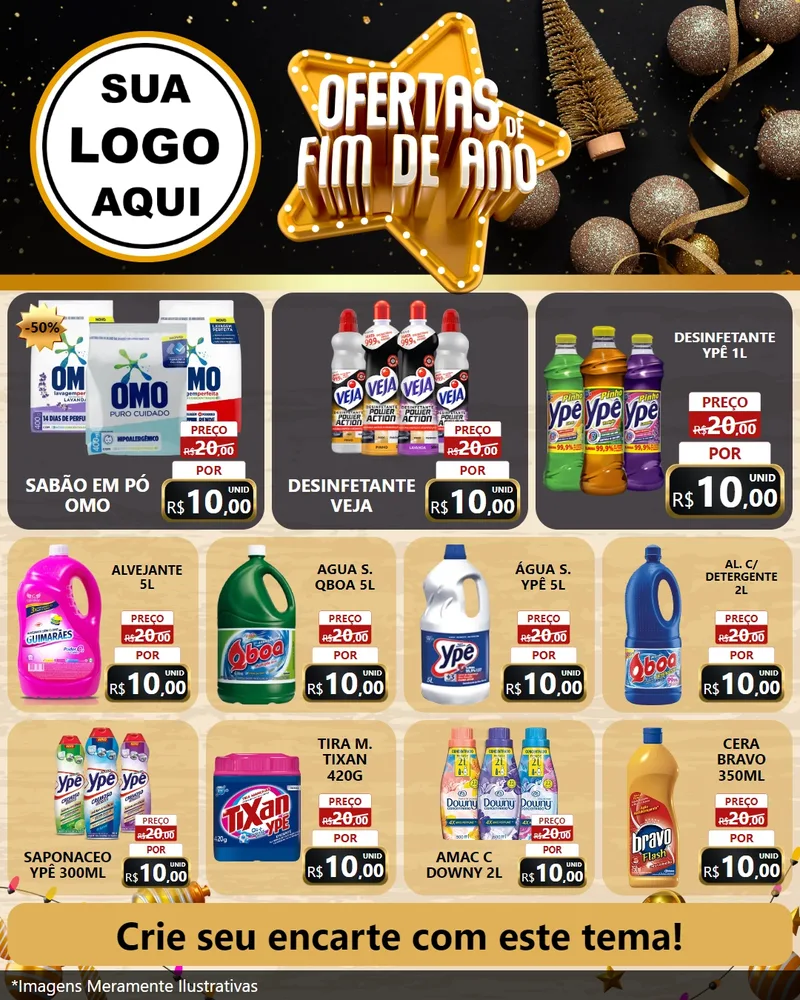 Modelo de Rede Social para Feed Instagram com o tema Ofertas de Fim de Ano para Produtos de Limpeza