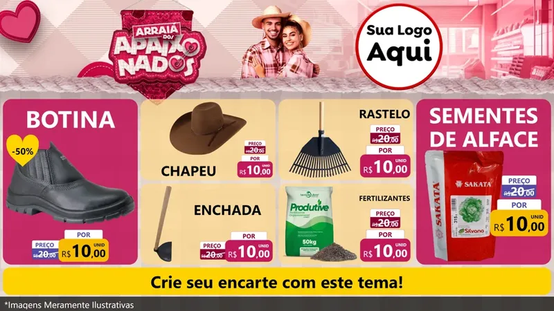 Modelo de TV para TV Horizontal com o tema Arraiá dos Apaixonados - Junina para Agropecuária