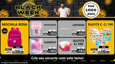 Modelo de TV para TV Horizontal com o tema Black Week para Papelaria