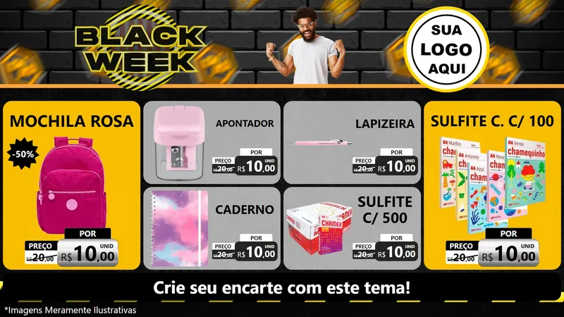 Modelo de TV para TV Horizontal com o tema Black Week para Papelaria