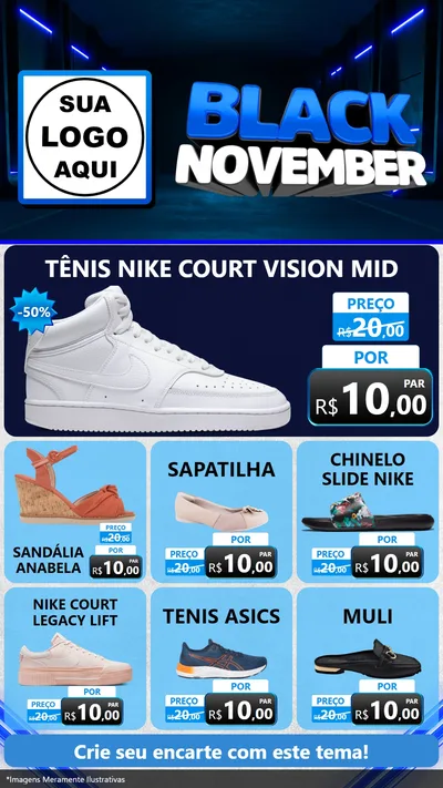 Modelo de Rede Social para Stories com o tema Black November para Calçados
