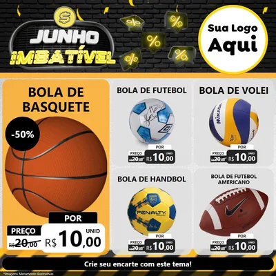 Modelo de Rede Social para Feed Facebook com o tema Junho Imbatível para Artigos Esportivos