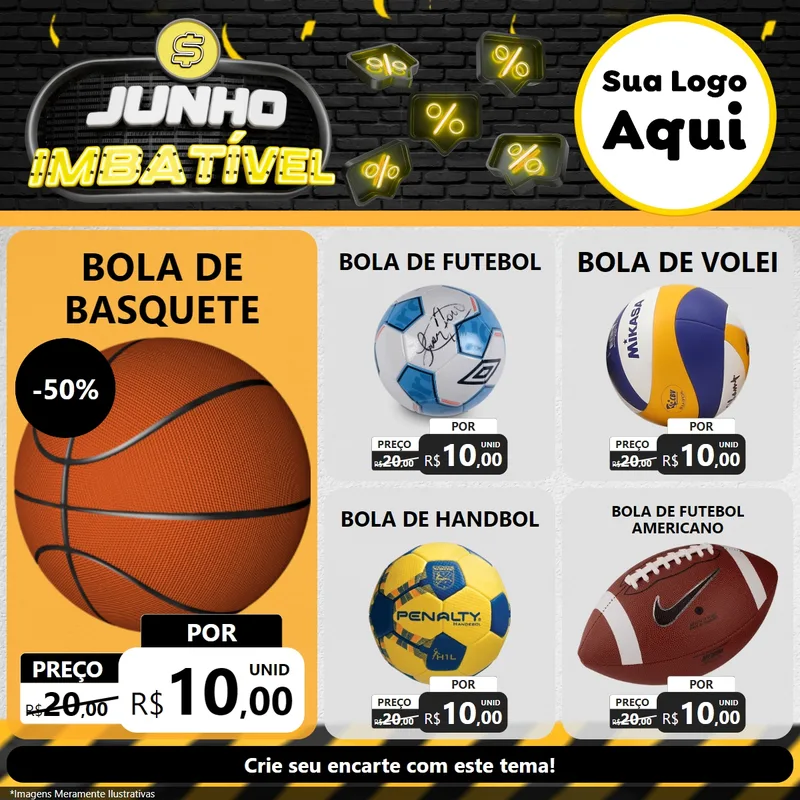 Modelo de Rede Social para Feed Facebook com o tema Junho Imbatível para Artigos Esportivos