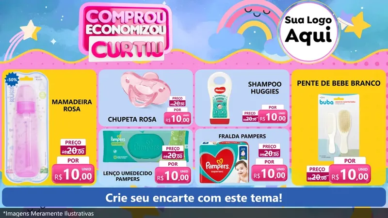 Modelo de TV para TV Horizontal com o tema Comprou economizou curtiu para Bebês