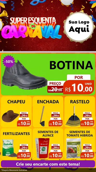 Modelo de Rede Social para Stories com o tema Super Esquenta de Carnaval para Agropecuária