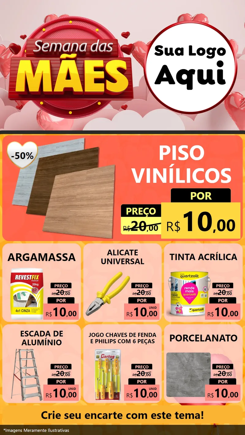 Modelo de Rede Social para Stories com o tema Semana das Mães para Material para Construção