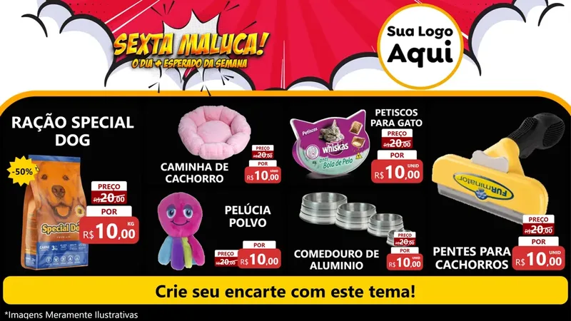 Modelo de TV para TV Horizontal com o tema Sexta Maluca! para Pet Shop