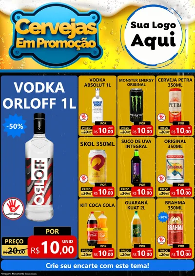 Modelo de Encarte para Encarte A4 Vertical com o tema Cerveja Em Promoção para Distribuidora de bebidas