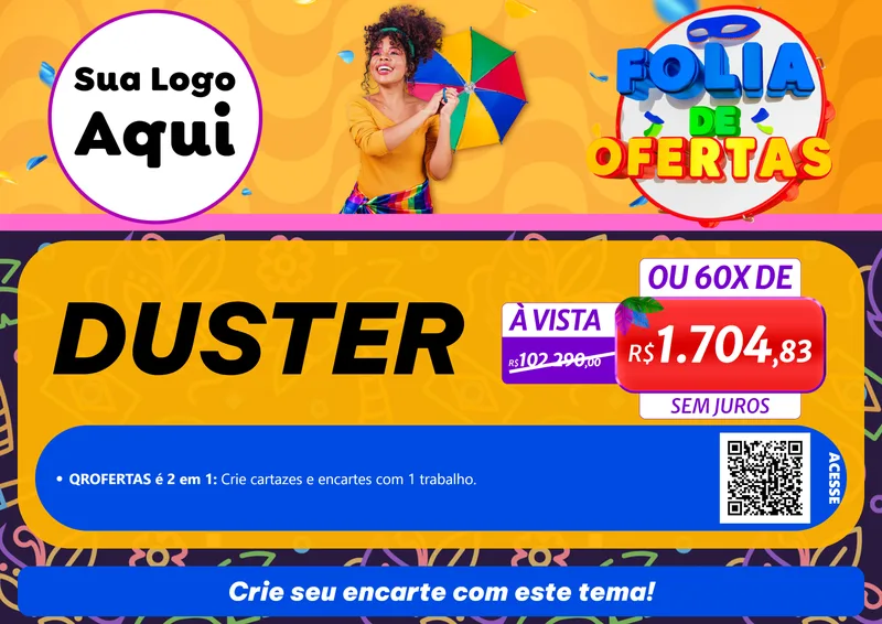 Modelo de Cartaz para Cartaz A4 Horizontal com o tema Folia de Ofertas para Concessionaria de Carros