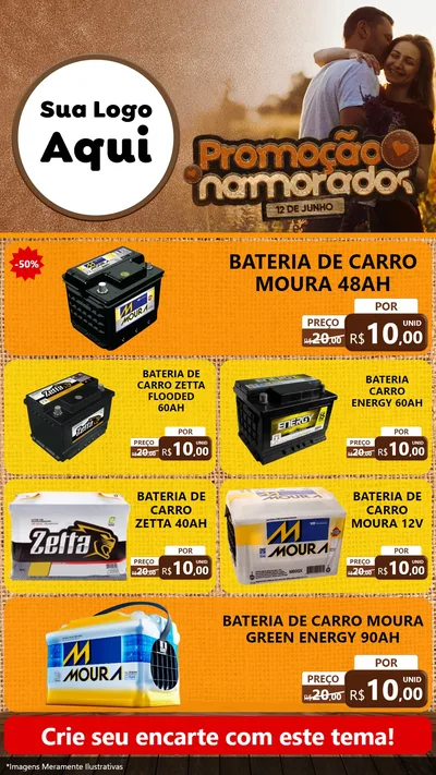 Modelo de TV para TV Vertical com o tema Promoção Namorados para Baterias Elétricas