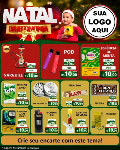 Modelo de Rede Social para Feed Instagram com o tema Natal da Economia para Tabacaria
