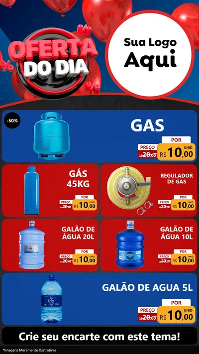 Modelo de TV para TV Vertical com o tema Oferta do Dia para Água e gás