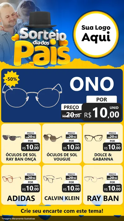 Modelo de Rede Social para Stories com o tema Sorteio Dia Dos Pais para Óticas