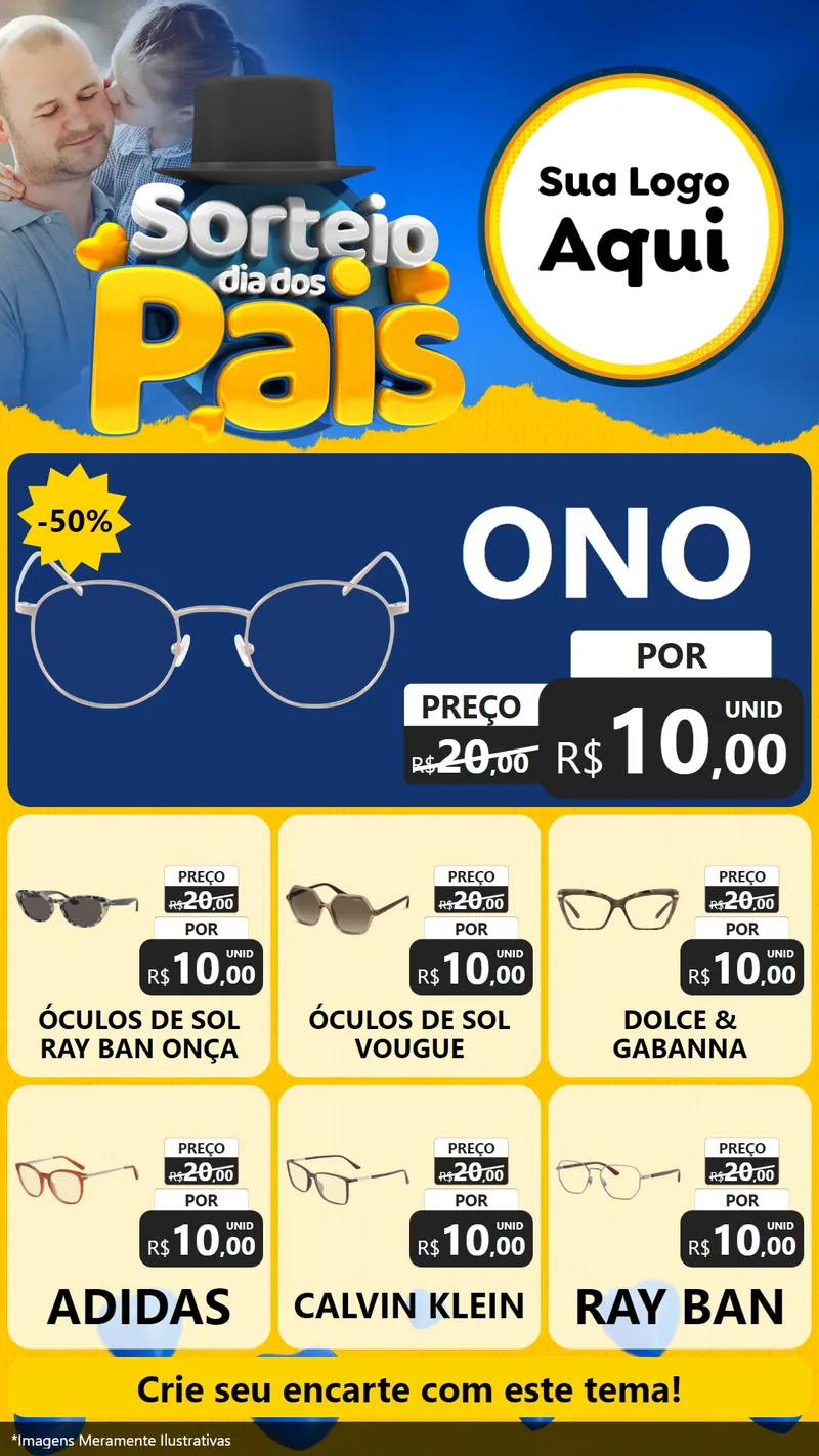 Modelo de Rede Social para Stories com o tema Sorteio Dia Dos Pais para Óticas