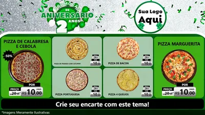 Modelo de TV para TV Horizontal com o tema Promoção de Aniversário - 2 Anos para Pizzaria